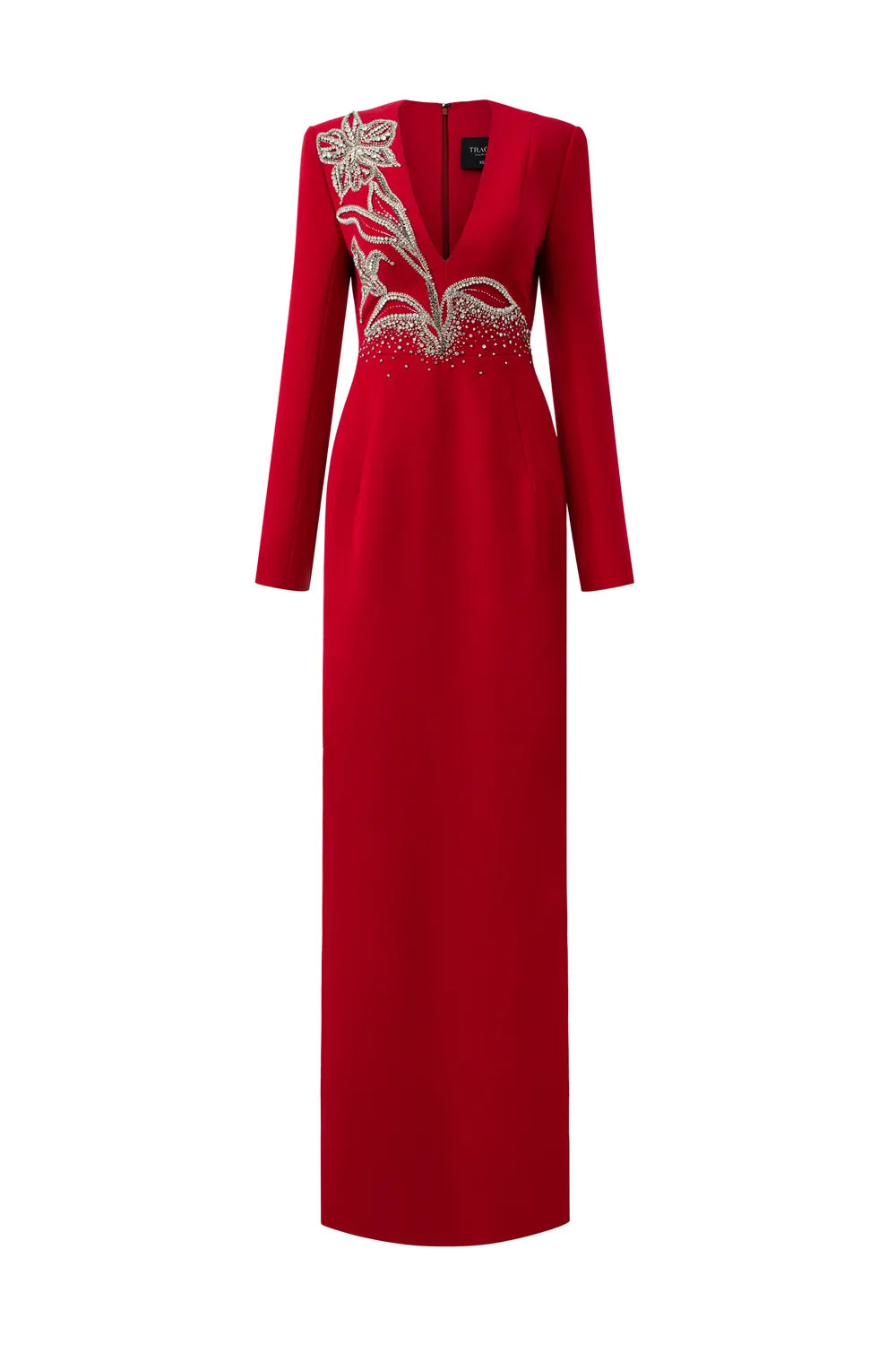Deep V-Neck Orchid Crystal-Embellished Dress